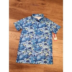 BCG GOLF Kids Boys Girls Bat Camo Print Polo‎ Shirt Size L 14 16 Short Sleeve